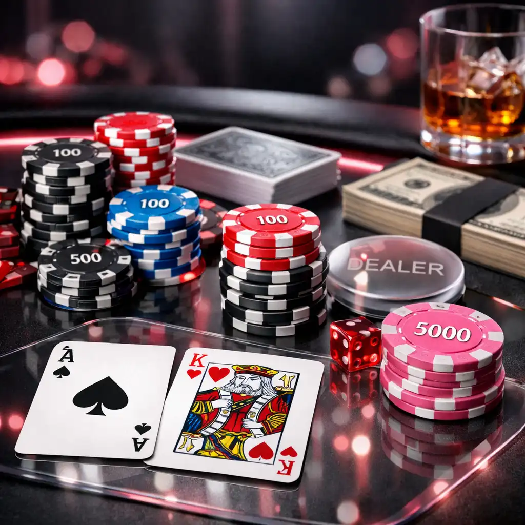 Profesjonalne stoły pokerowe z wysokiej jakości rekwizytami i nastrojowym oświetleniem